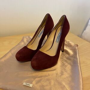 Prada Burgundy Suede Heels